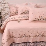 Omnia Trading Sky Blossom Luxury Quilted Comforter with Floral Embroidery